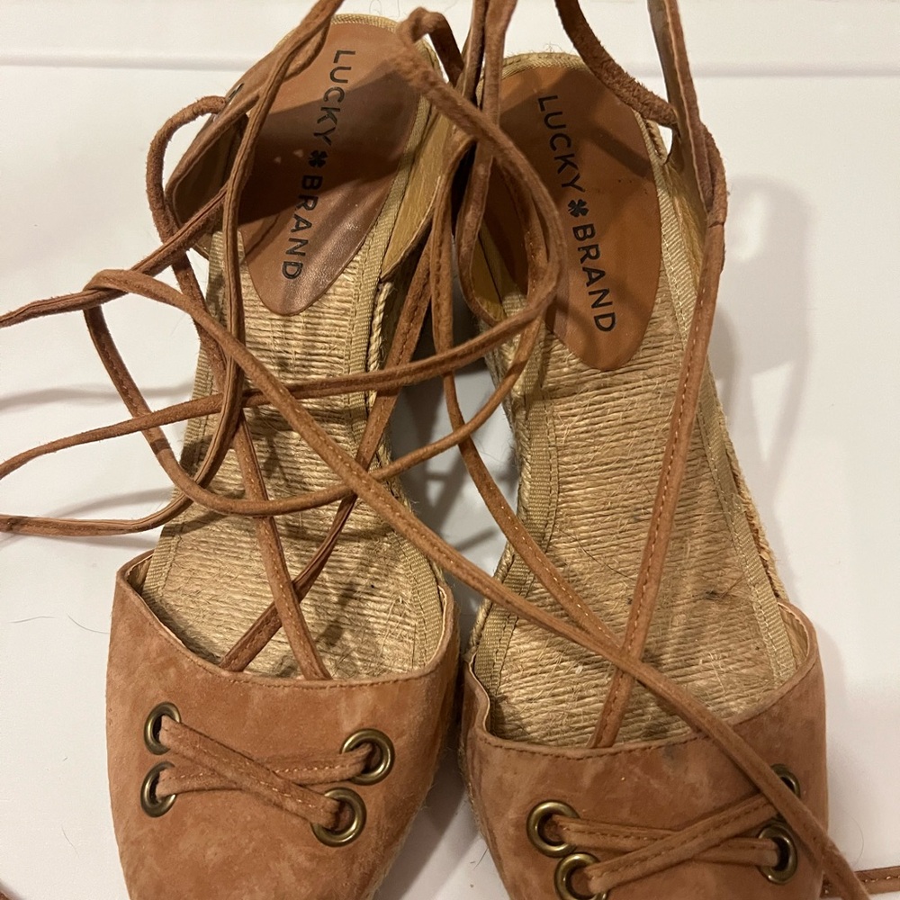 Lucky Brand wedge sandals, camel, 7